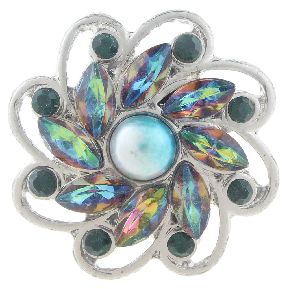 20mm snap Button plated sliver with rhinestone