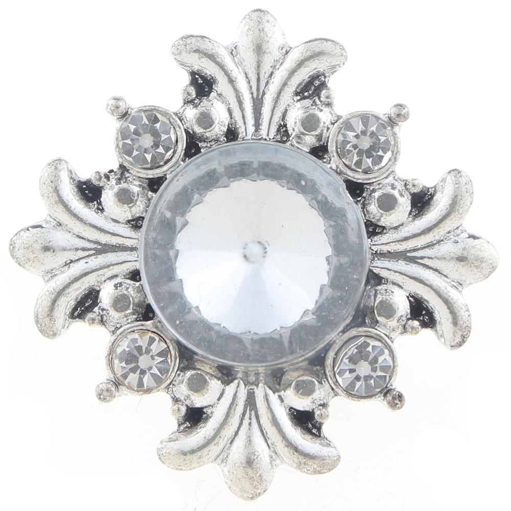 20mm snap Button plated sliver with rhinestone