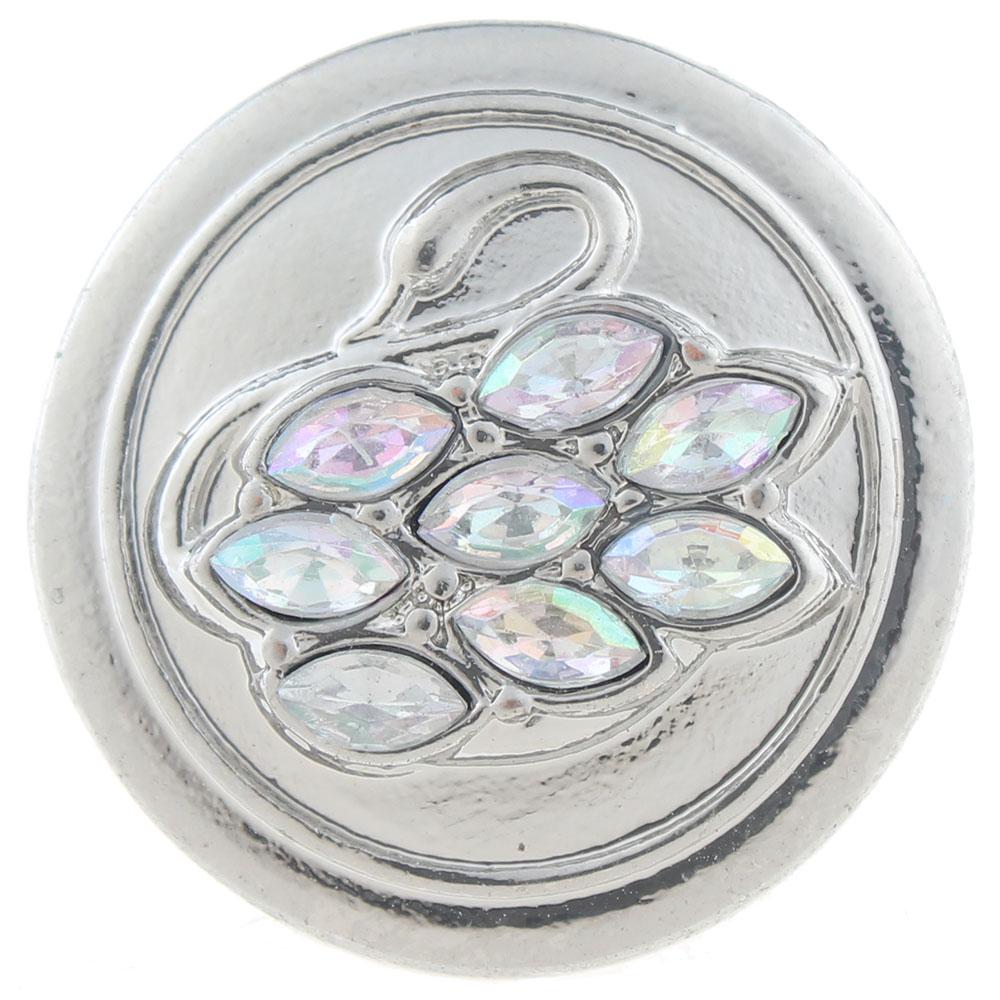 20mm snap Button plated sliver with rhinestone