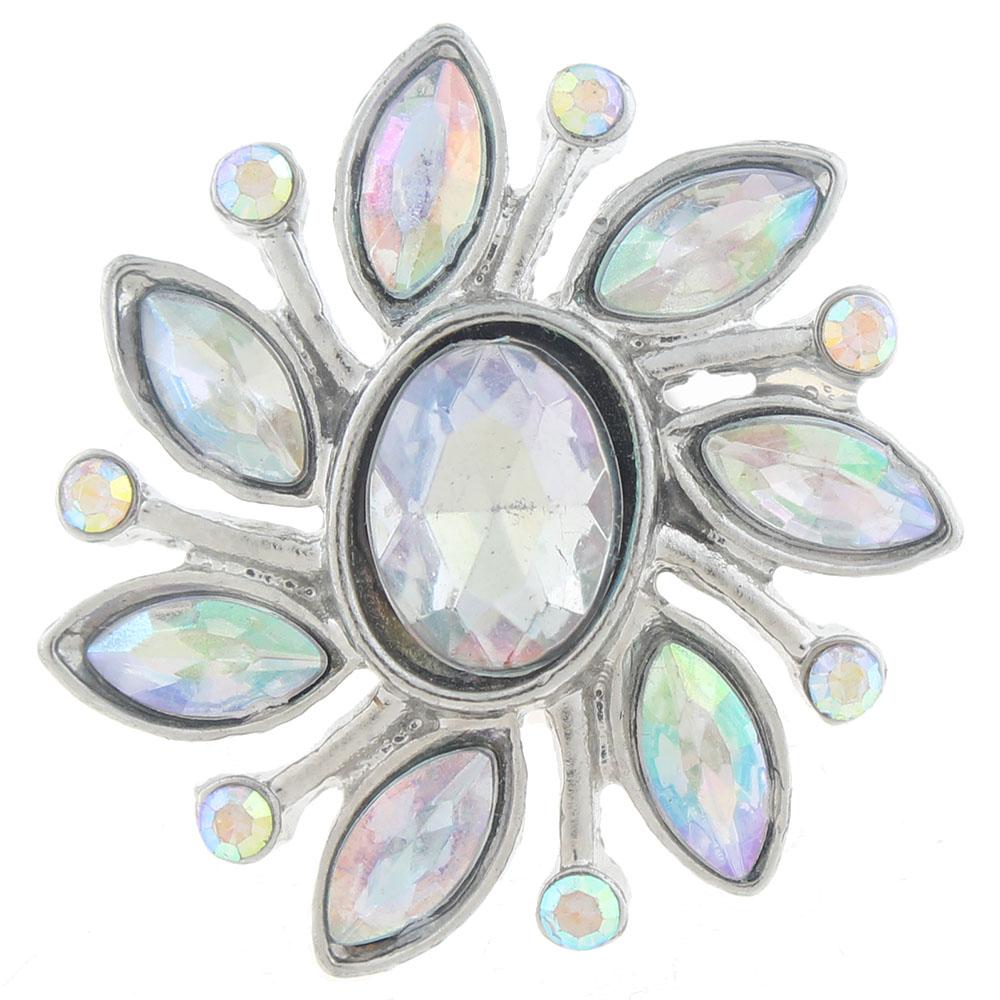 20mm snap Button plated sliver with rhinestone