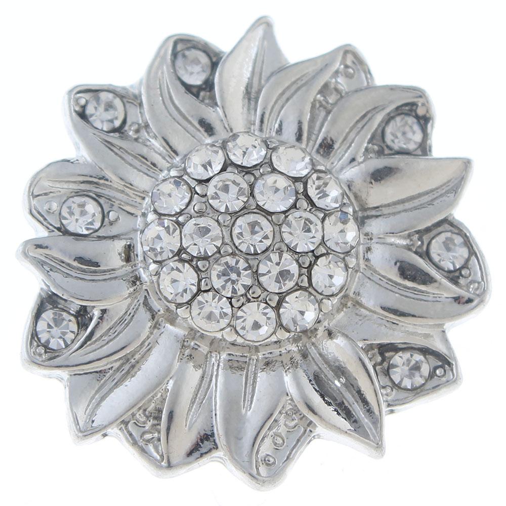 20mm snap Button plated sliver with rhinestone