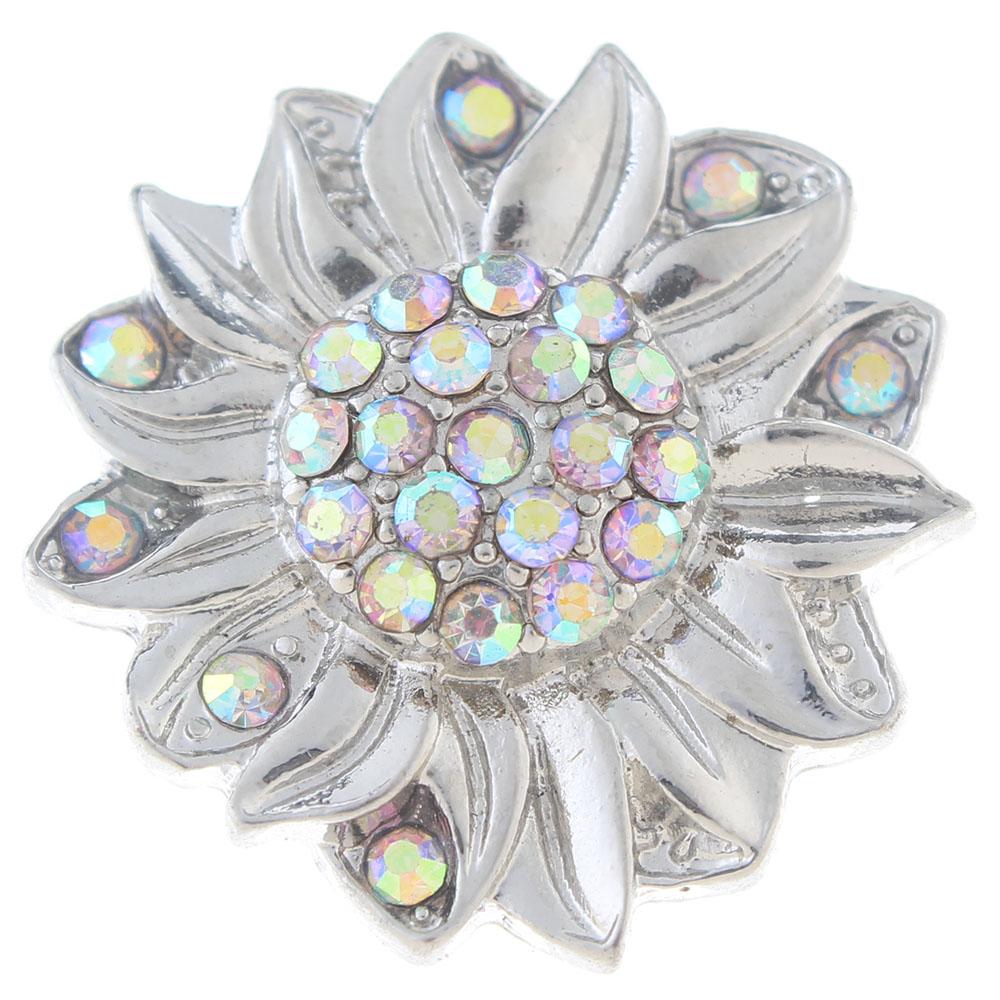 20mm snap Button plated sliver with rhinestone