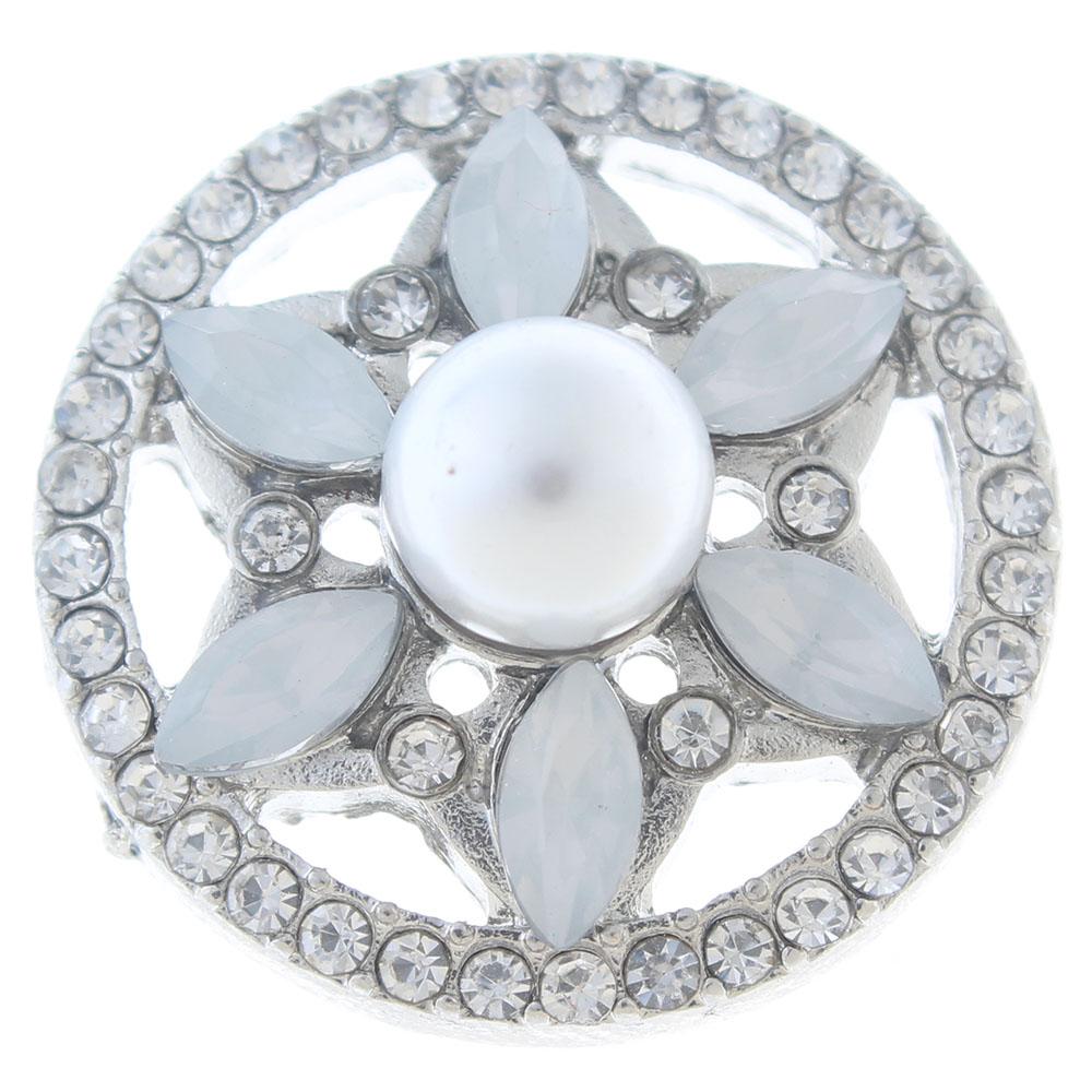 20mm snap Button plated sliver with rhinestone