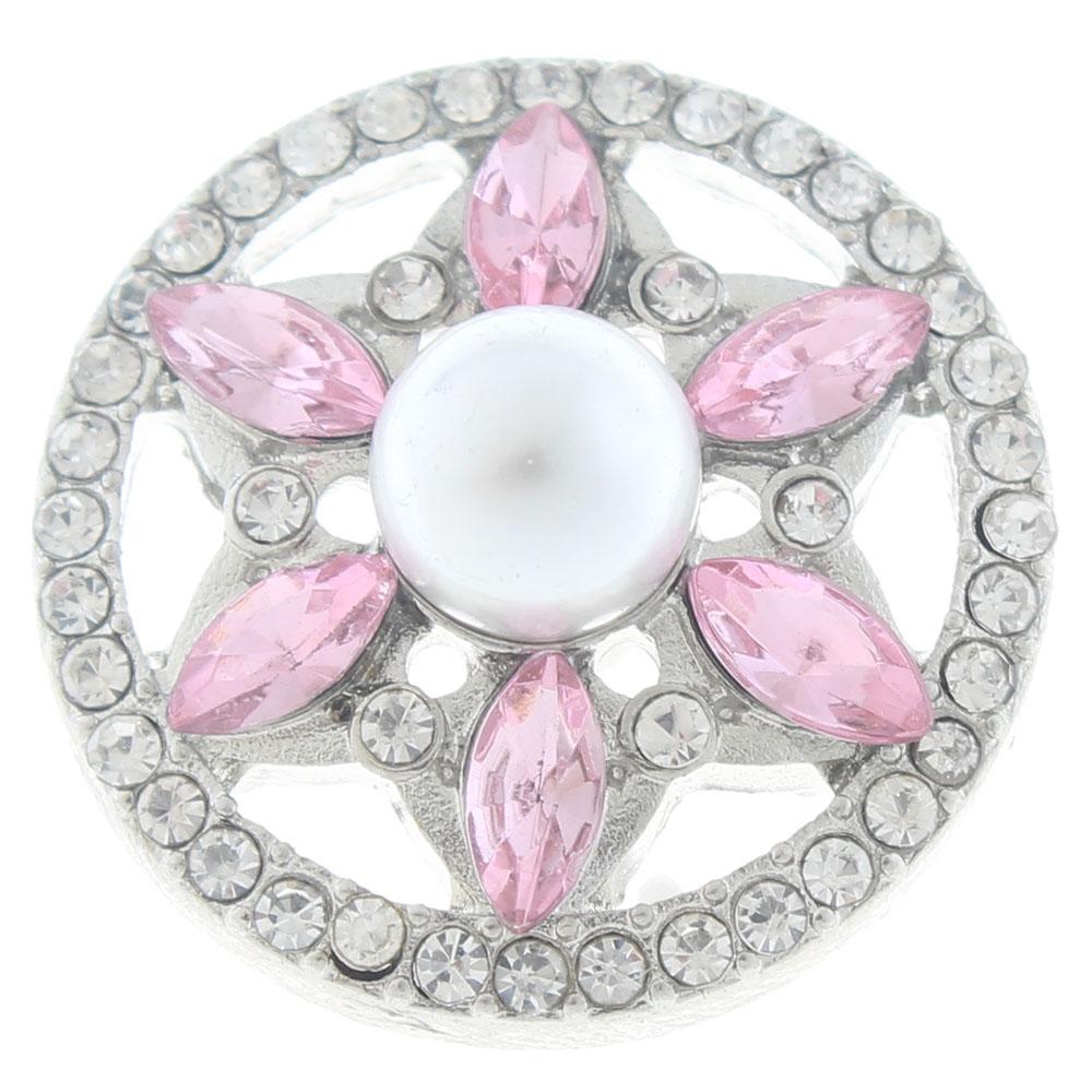 20mm snap Button plated sliver with rhinestone