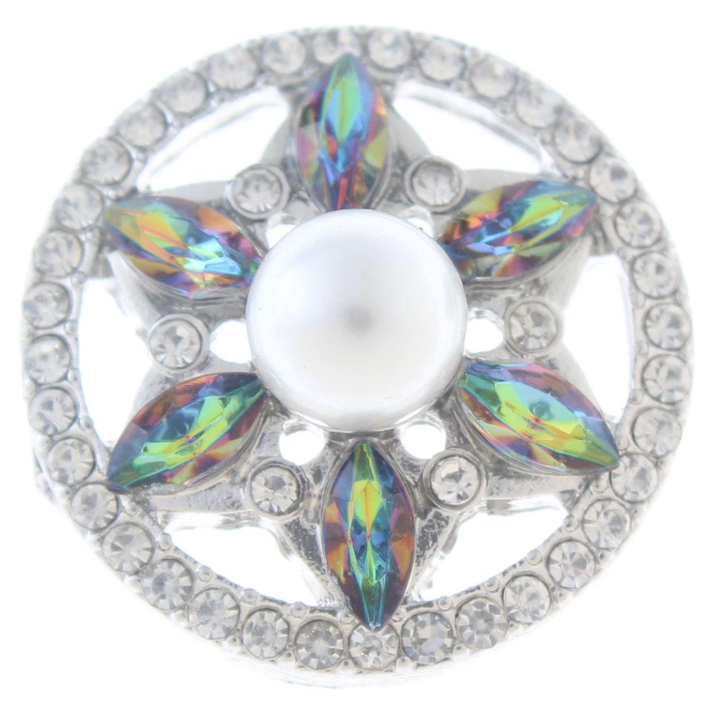 20mm snap Button plated sliver with rhinestone