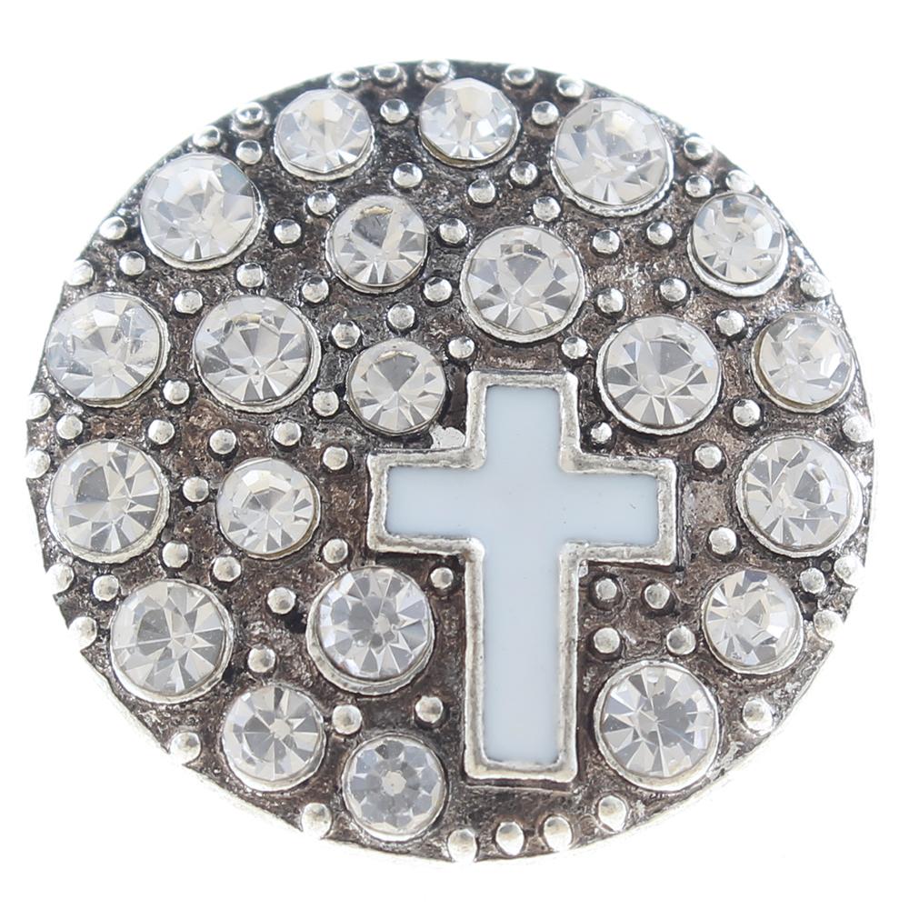 20mm Snap Button plated sliver with rhinestone