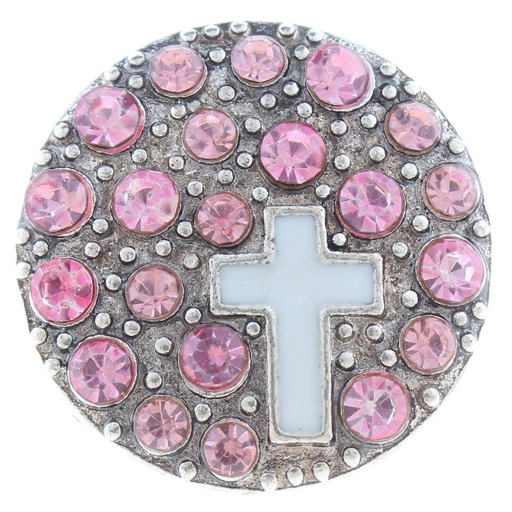 20mm Snap Button plated sliver with rhinestone