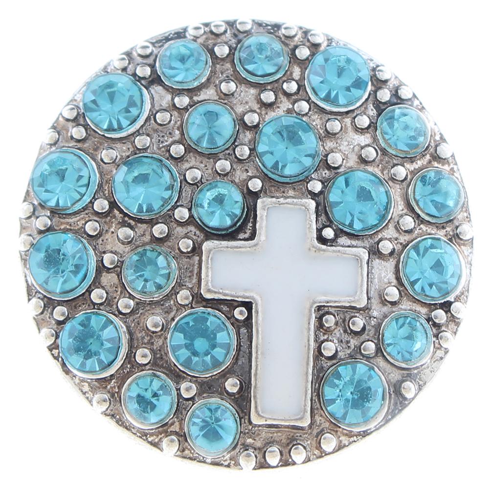 20mm Snap Button plated sliver with rhinestone