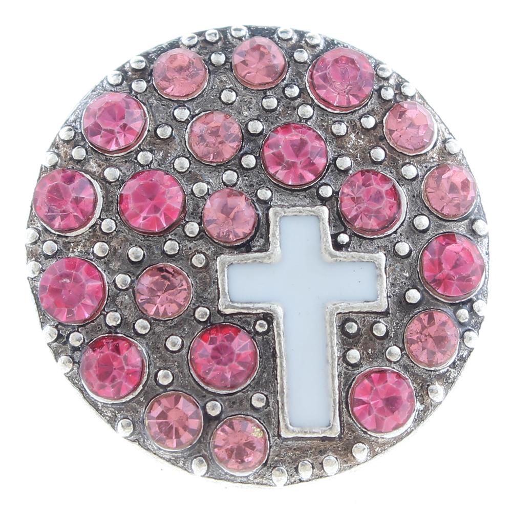 20mm Snap Button plated sliver with rhinestone