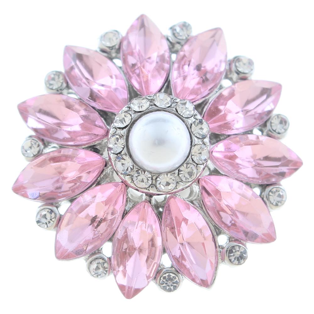 20mm Snap Button plated sliver with rhinestone