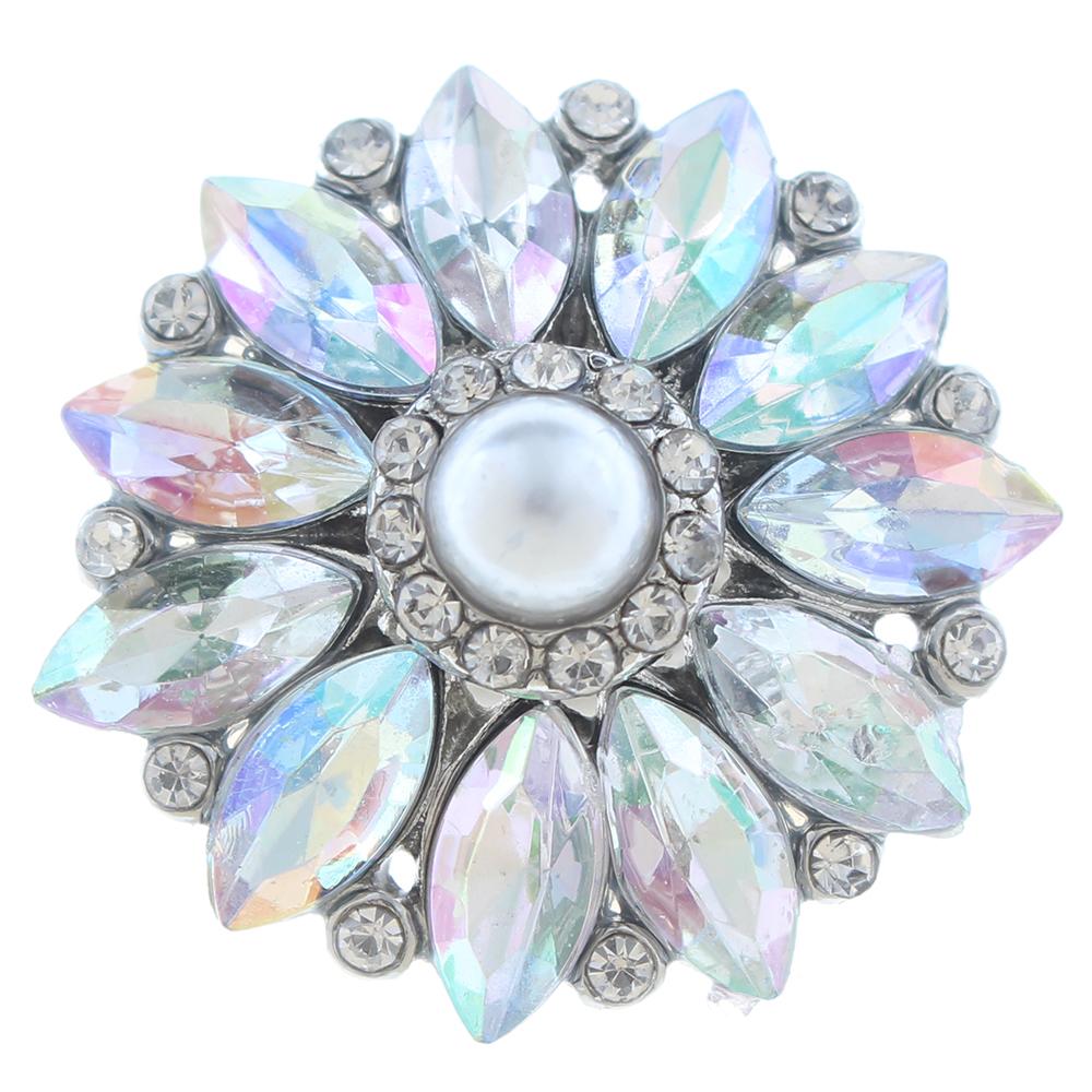 20mm Snap Button plated sliver with rhinestone