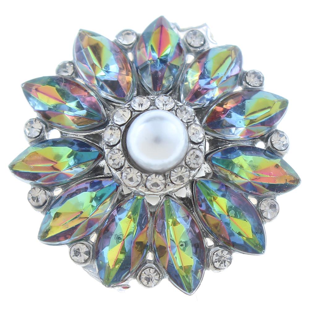 20mm Snap Button plated sliver with rhinestone