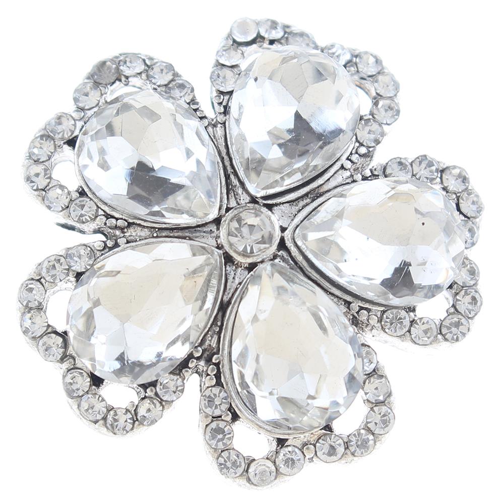 20mm Snap Button plated sliver with rhinestone