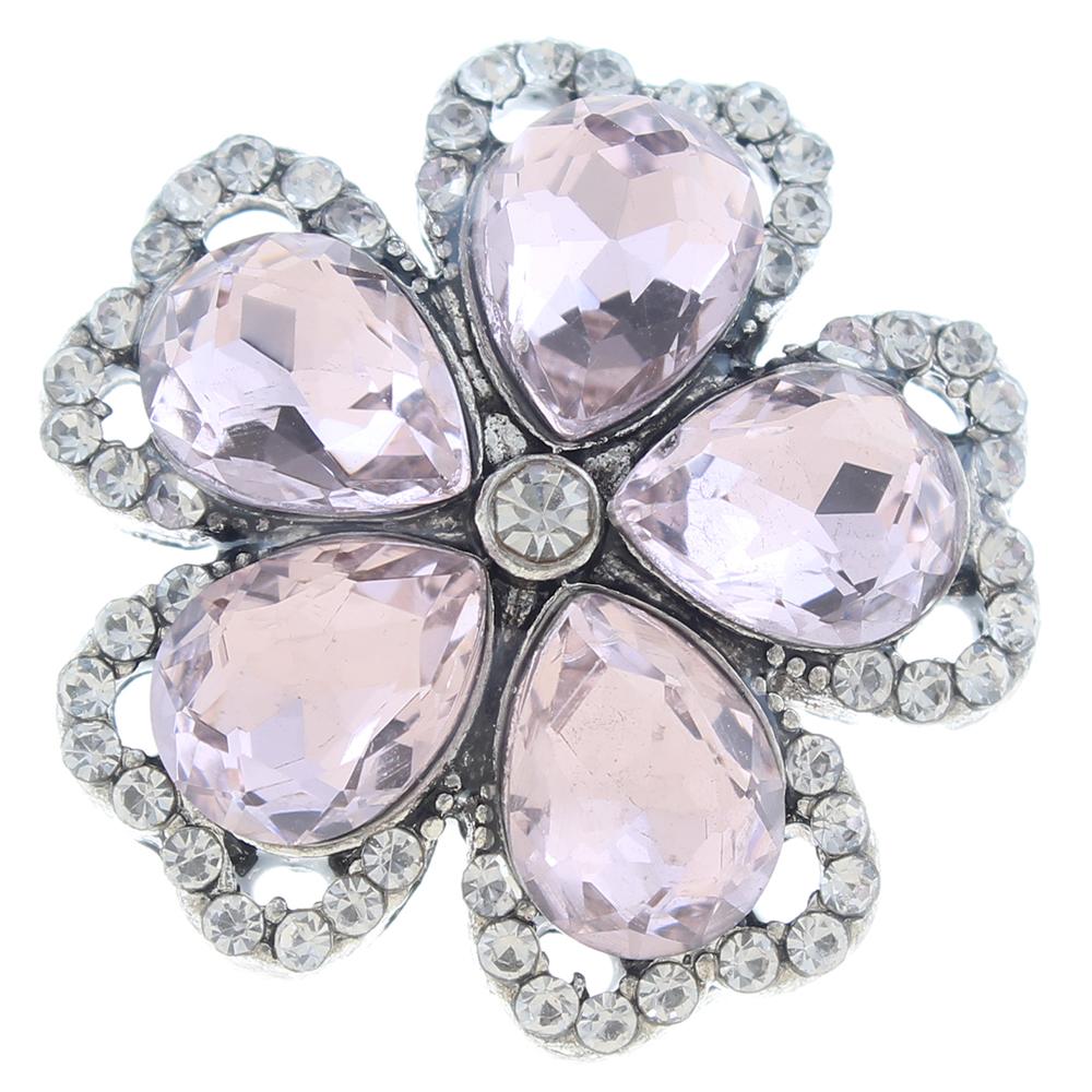 20mm Snap Button plated sliver with rhinestone