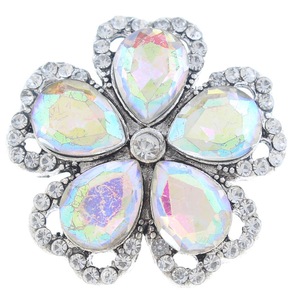 20mm Snap Button plated sliver with rhinestone