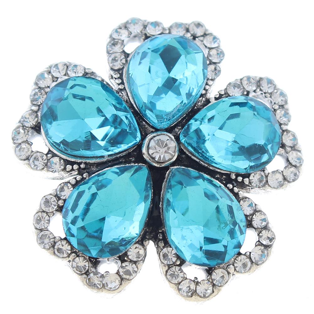 20mm Snap Button plated sliver with rhinestone