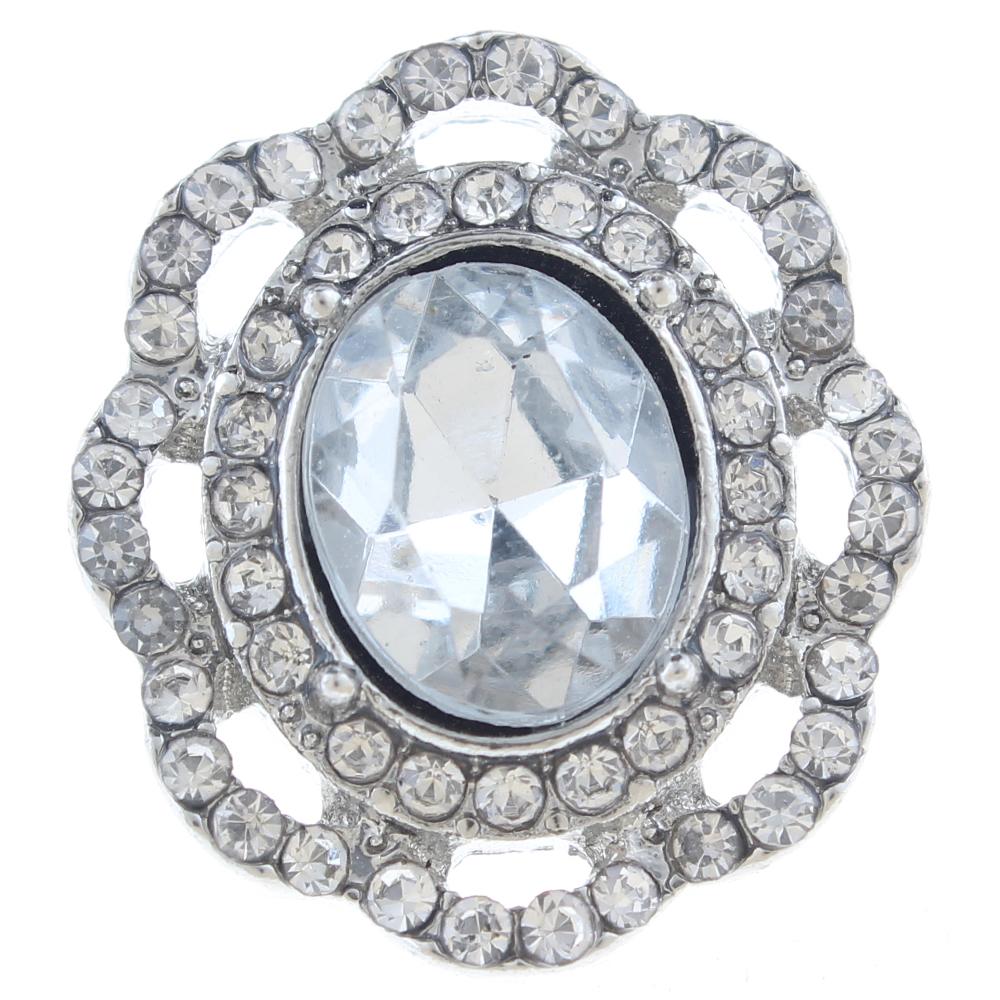 20mm Snap Button plated sliver with rhinestone