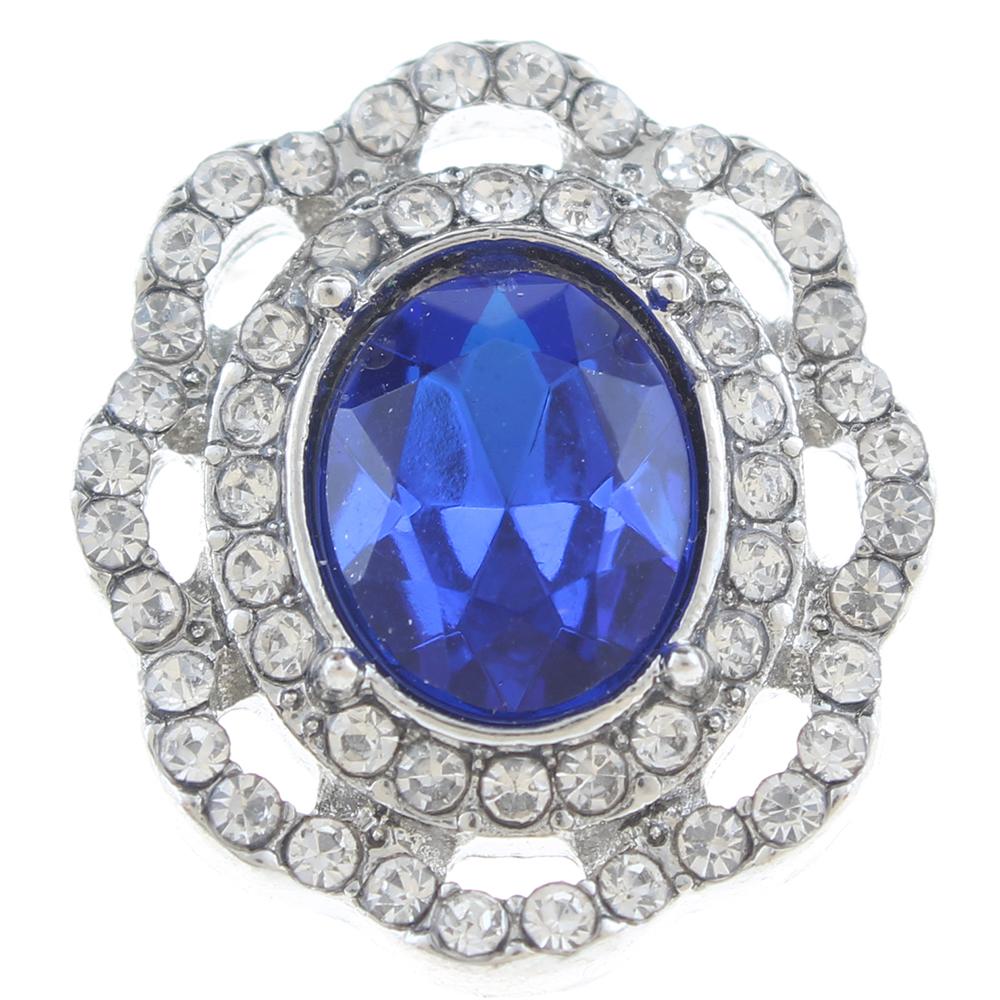 20mm Snap Button plated sliver with rhinestone