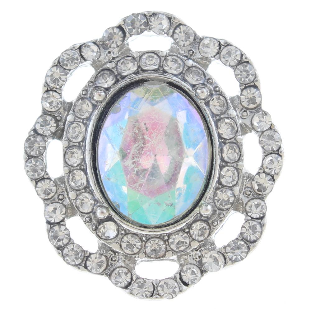 20mm Snap Button plated sliver with rhinestone