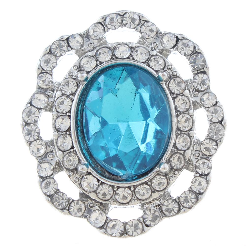 20mm Snap Button plated sliver with rhinestone