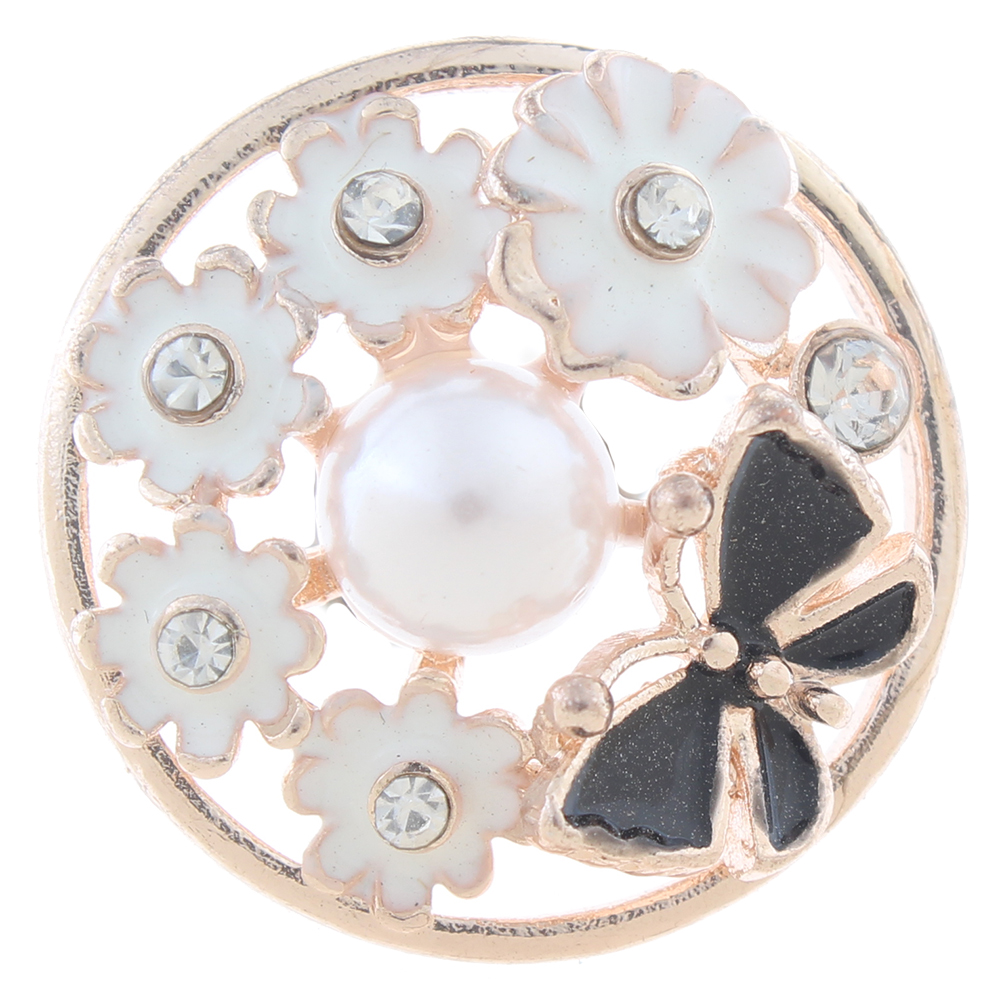 20mm snap Button plated sliver with rhinestone