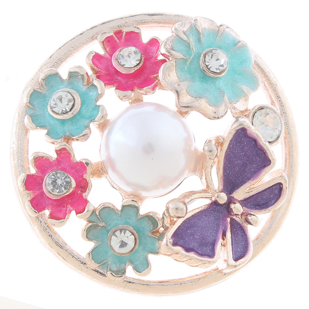 20mm snap Button plated sliver with rhinestone