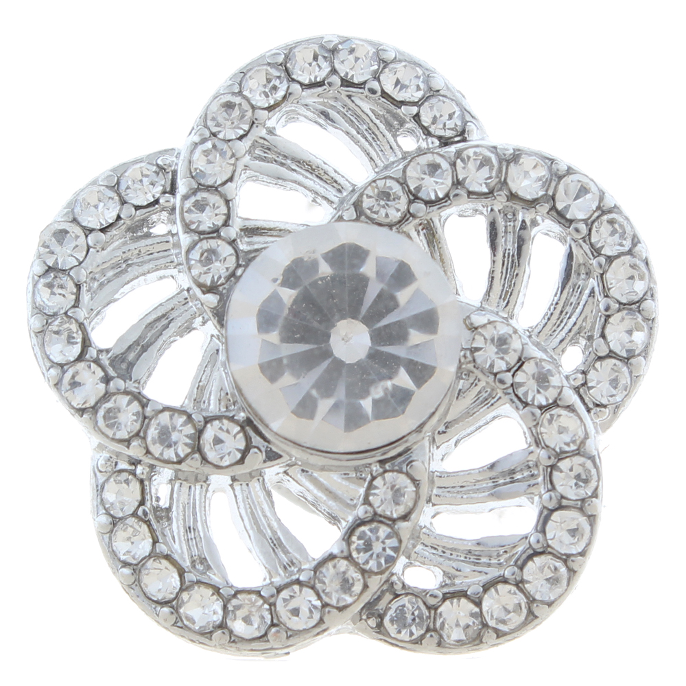 20mm snap Button plated sliver with rhinestone