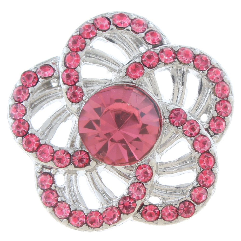 20mm snap Button plated sliver with rhinestone