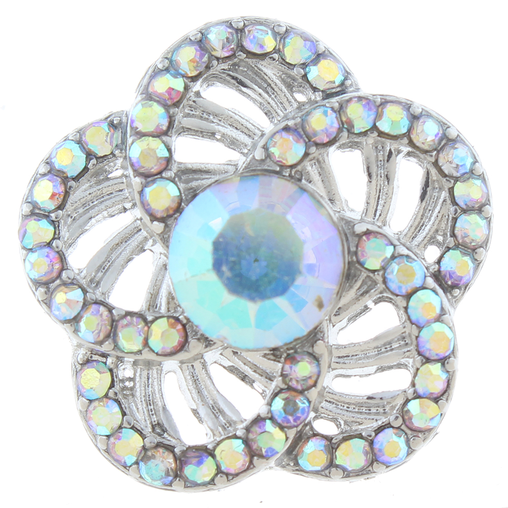 20mm snap Button plated sliver with rhinestone