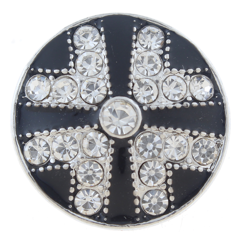 20mm snap Button plated sliver with rhinestone