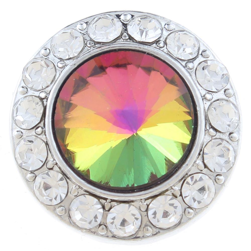 20mm snap Button plated sliver with rhinestone