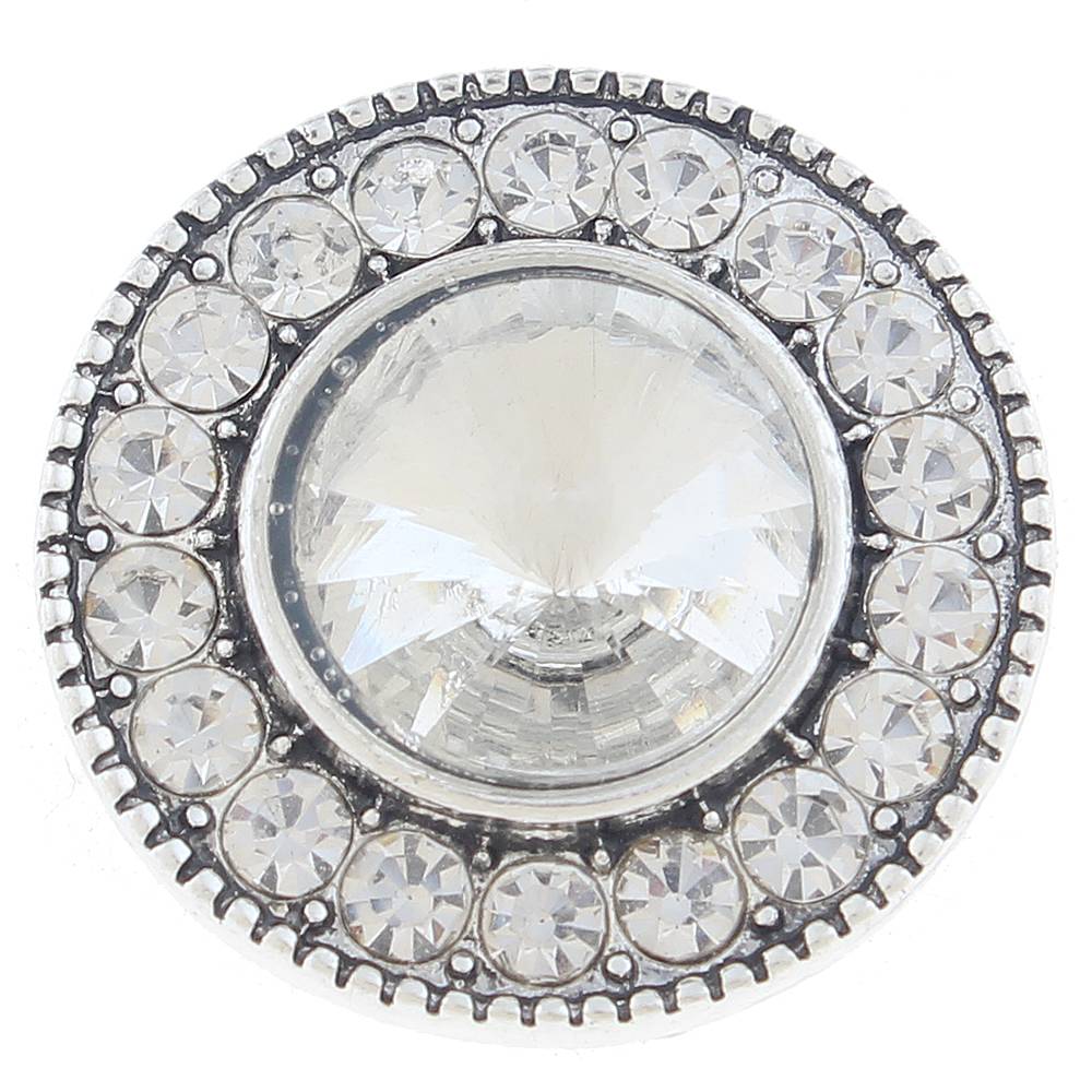 20mm snap Button plated sliver with rhinestone