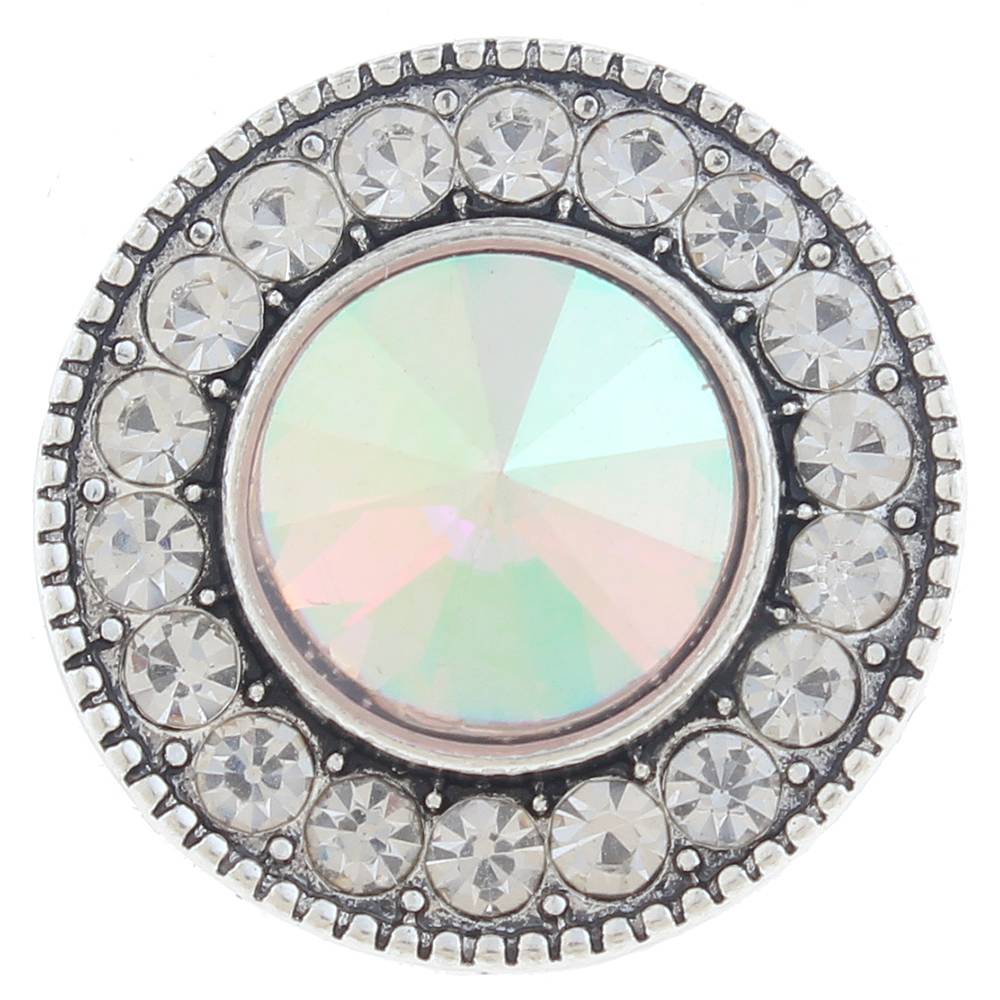 20mm snap Button plated sliver with rhinestone