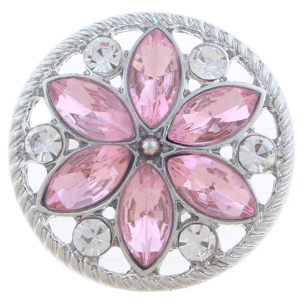 20mm snap Button plated sliver with rhinestone