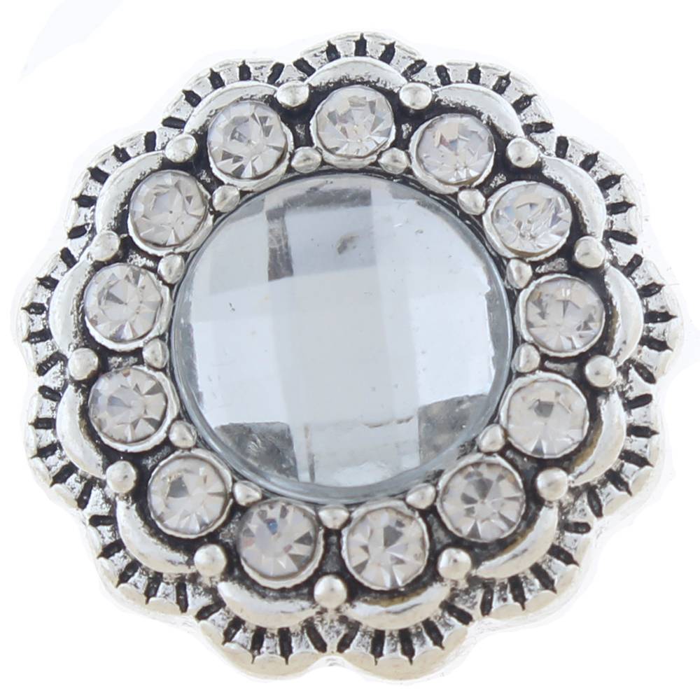 20mm snap Button plated sliver with rhinestone