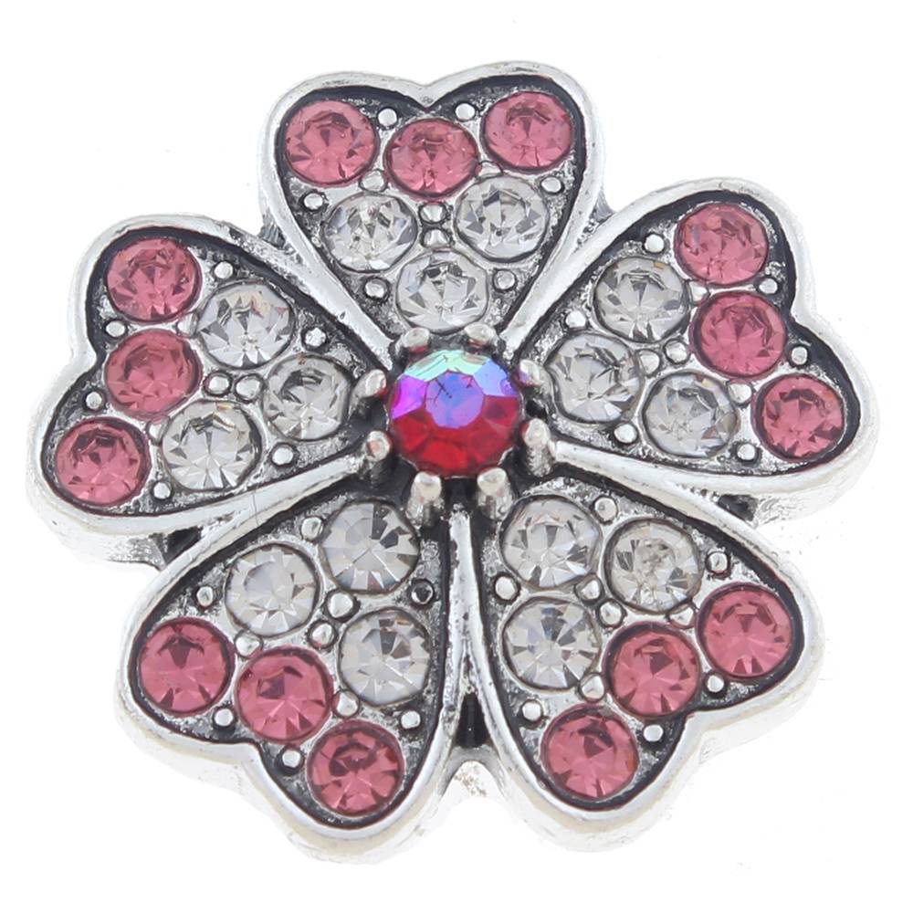 20mm snap Button plated sliver with rhinestone