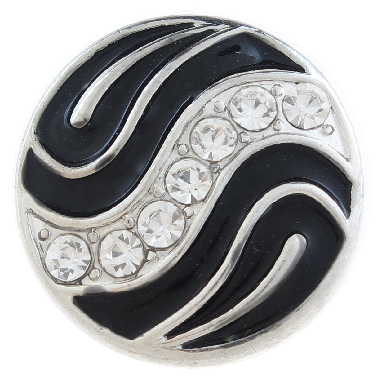 20mm snap Button plated sliver with rhinestone