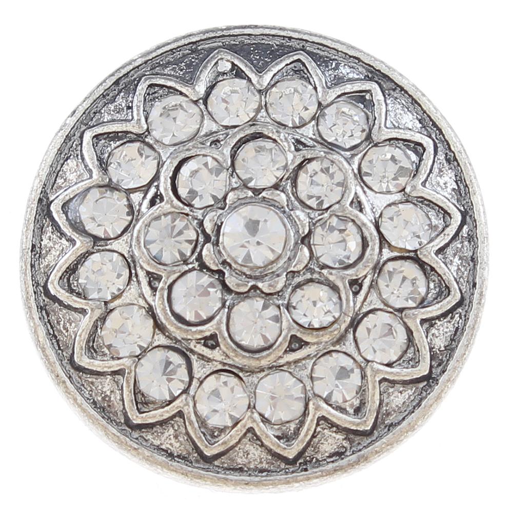 20mm snap Button plated sliver with rhinestone