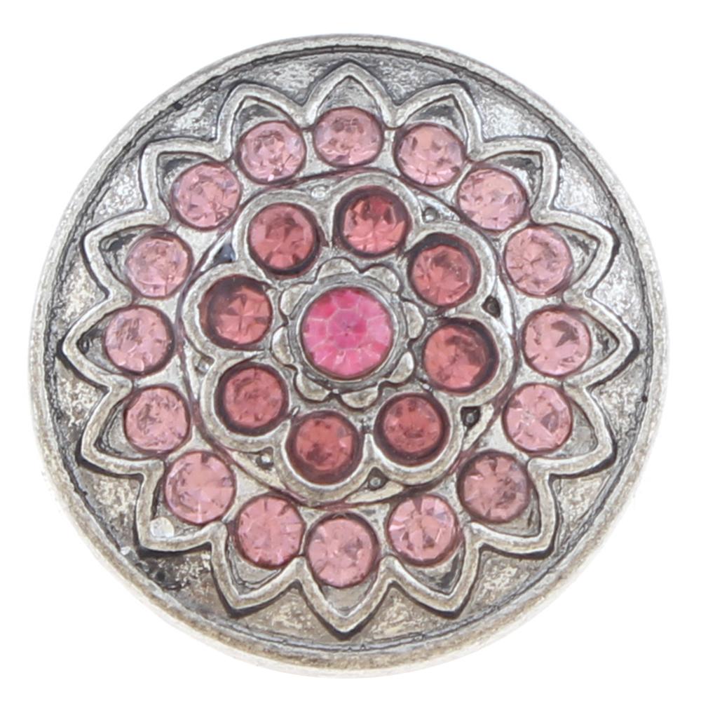 20mm snap Button plated sliver with rhinestone