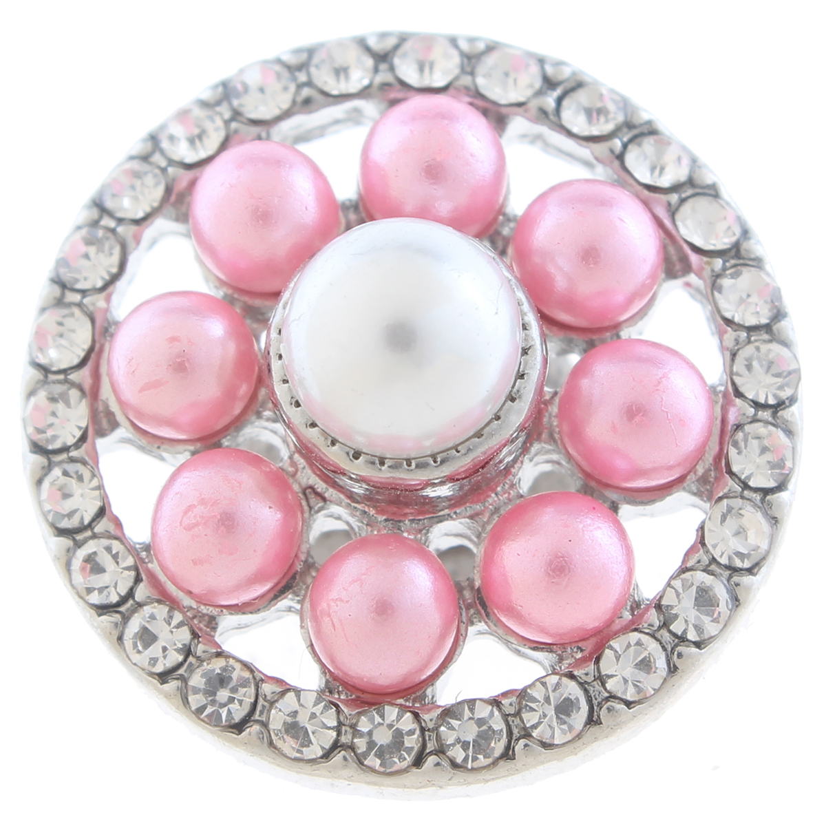 20mm snap Button plated sliver with rhinestone