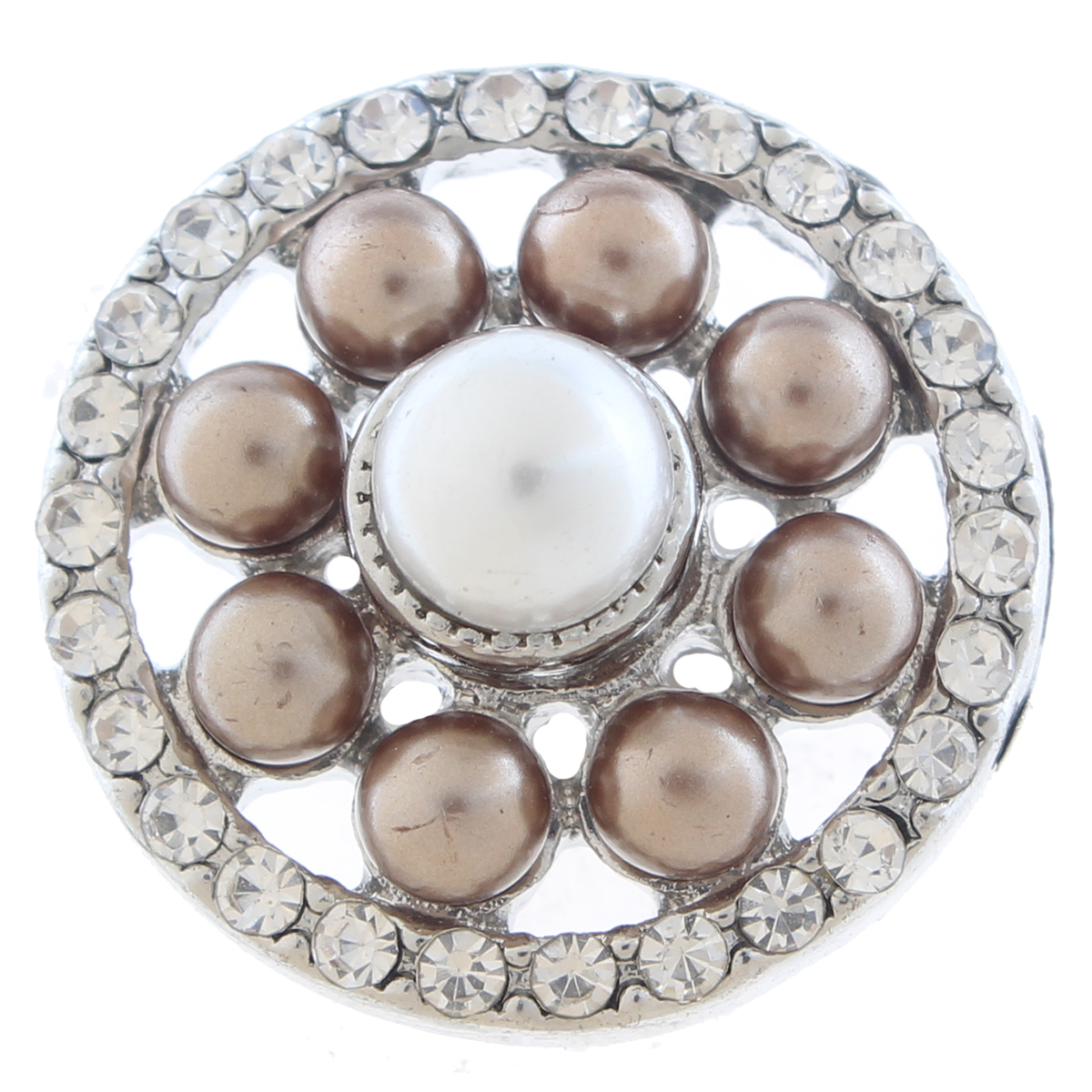 20mm snap Button plated sliver with rhinestone