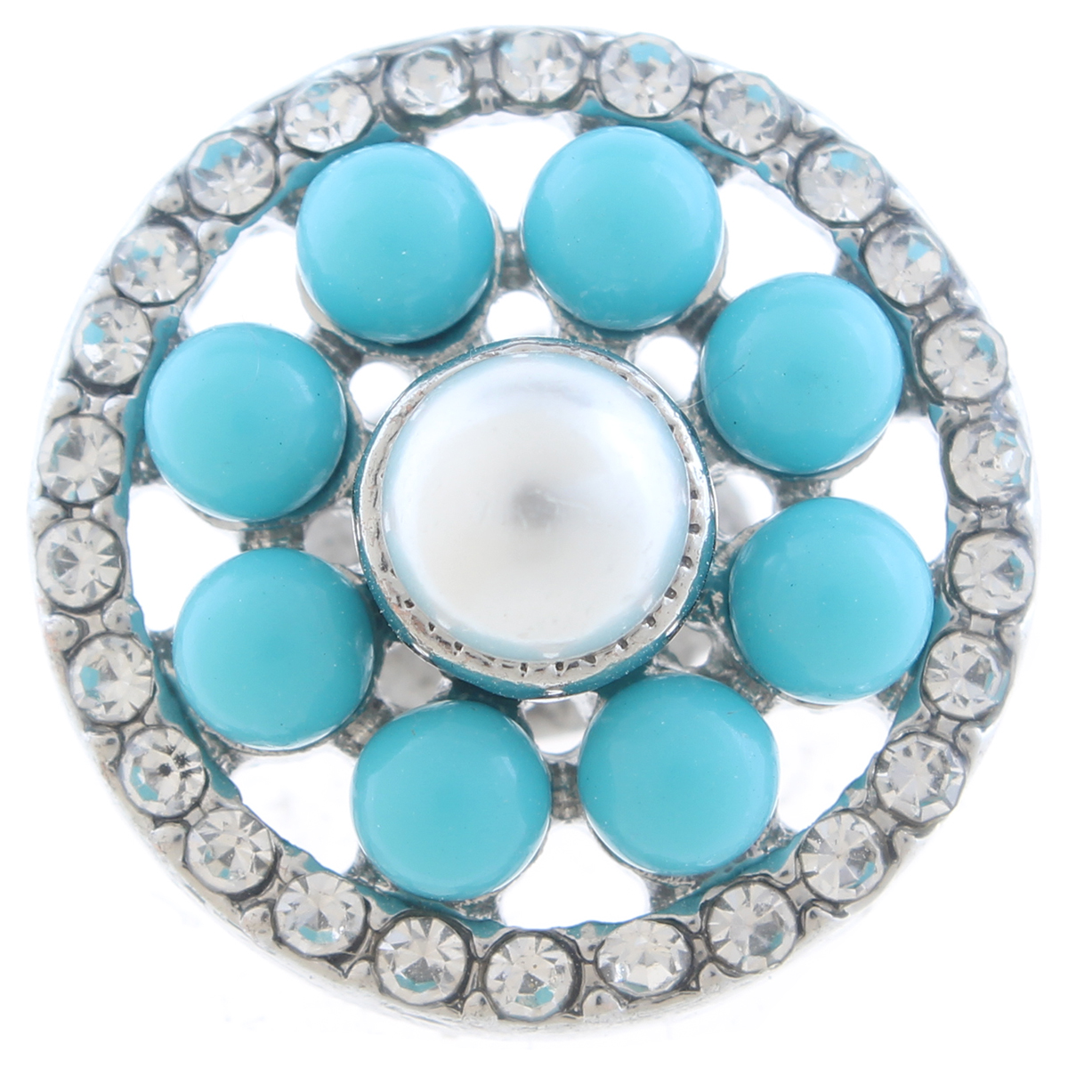 20mm snap Button plated sliver with rhinestone