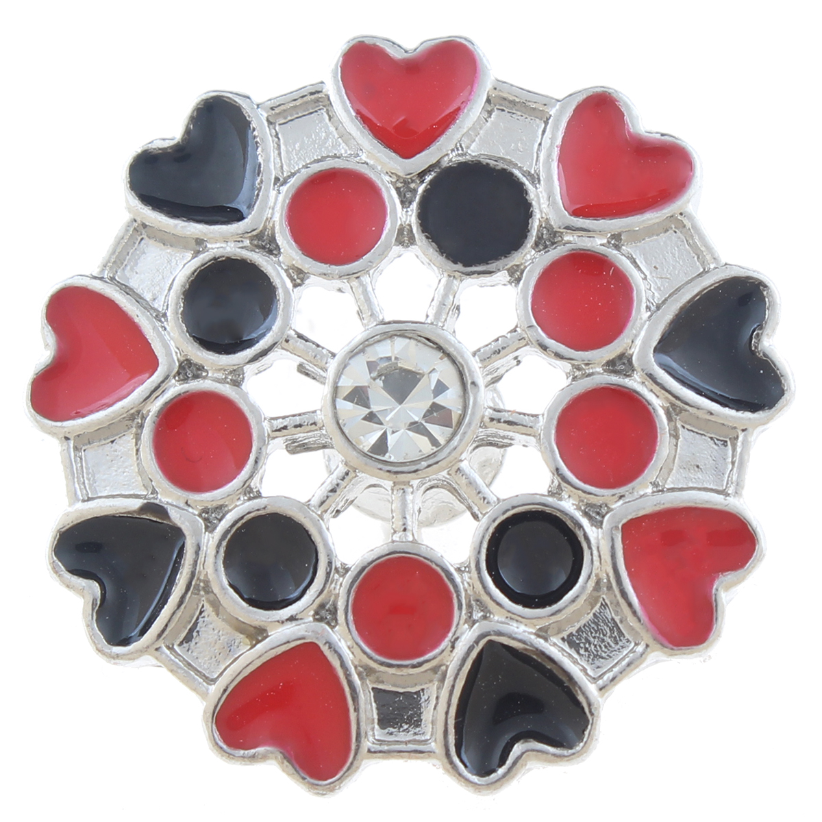 20mm snap Button plated sliver with rhinestone