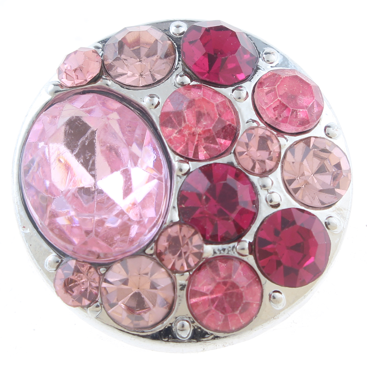 20mm snap Button plated sliver with rhinestone