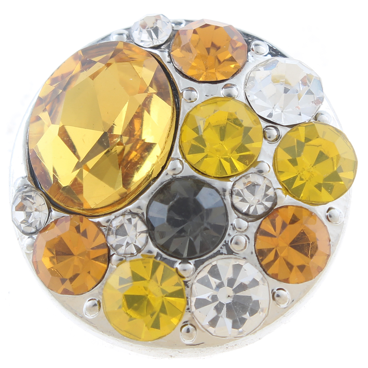 20mm snap Button plated sliver with rhinestone