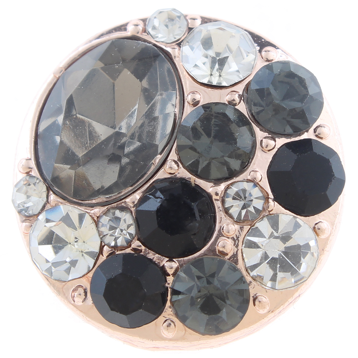 20mm snap Button plated sliver with rhinestone