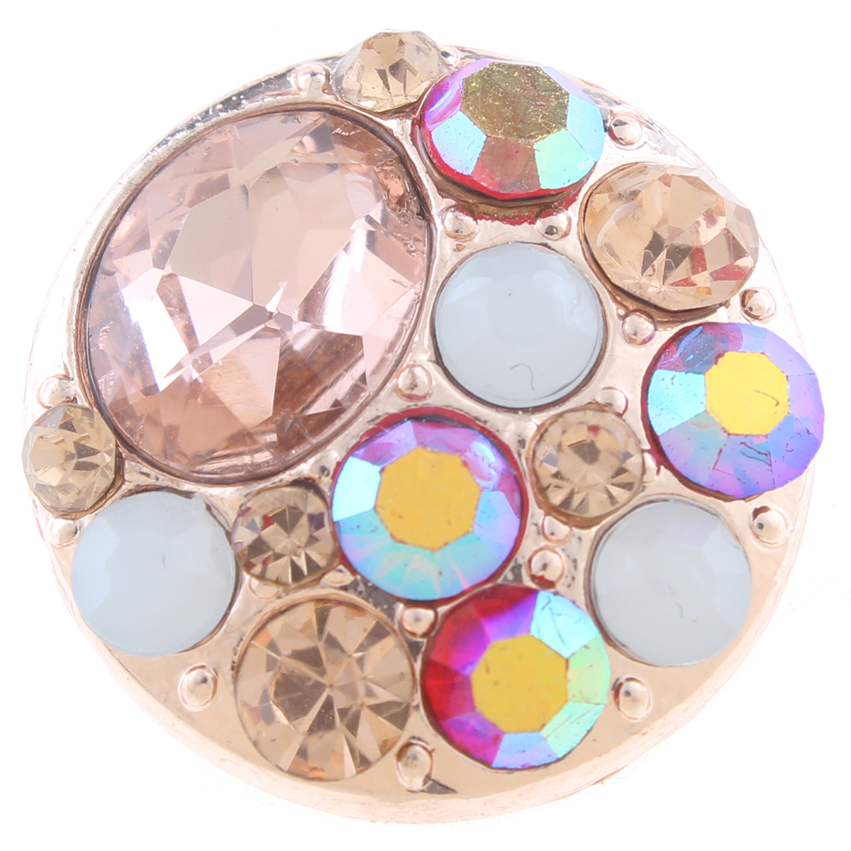 20mm snap Button plated sliver with rhinestone