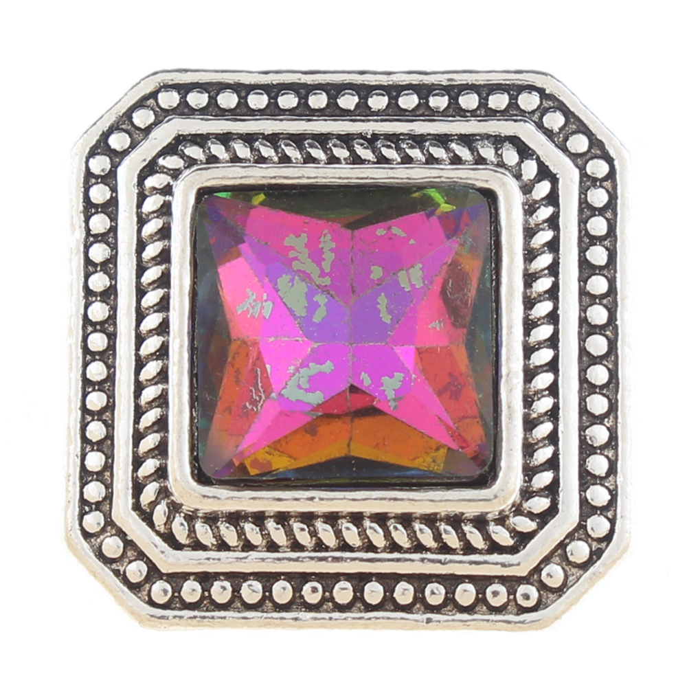 20mm snap Button plated sliver with rhinestone