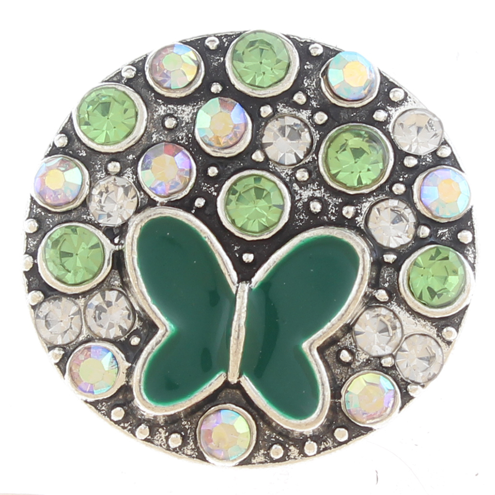 20mm snap Button plated sliver with rhinestone