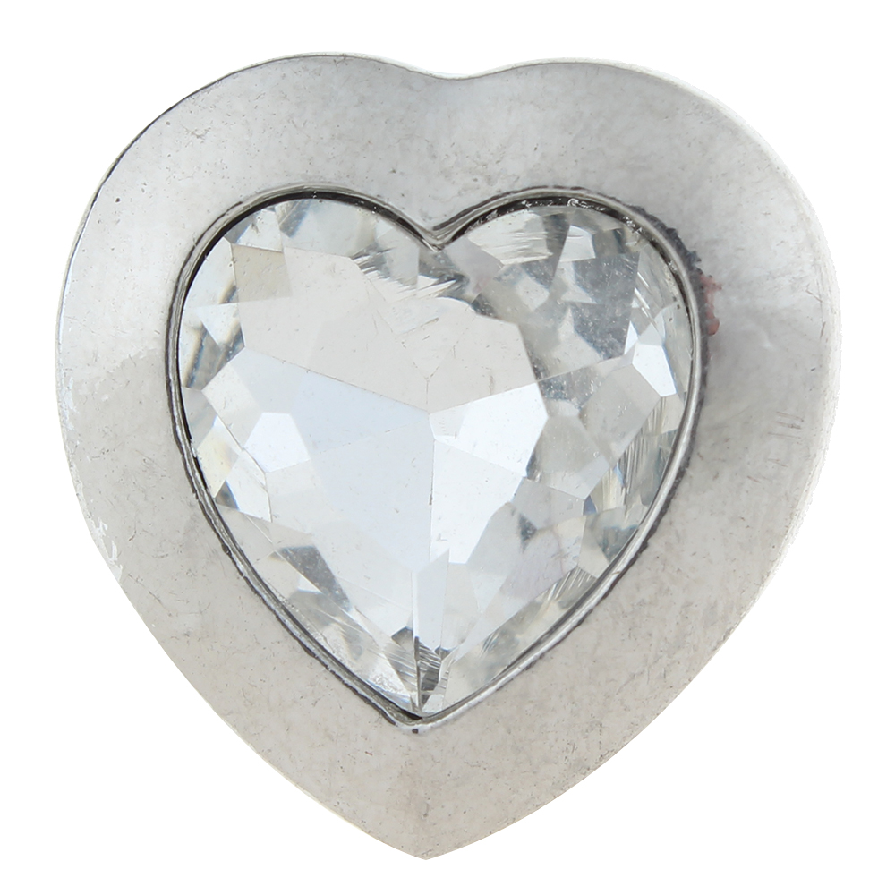 20mm heart and love snap Button plated sliver with rhinestone